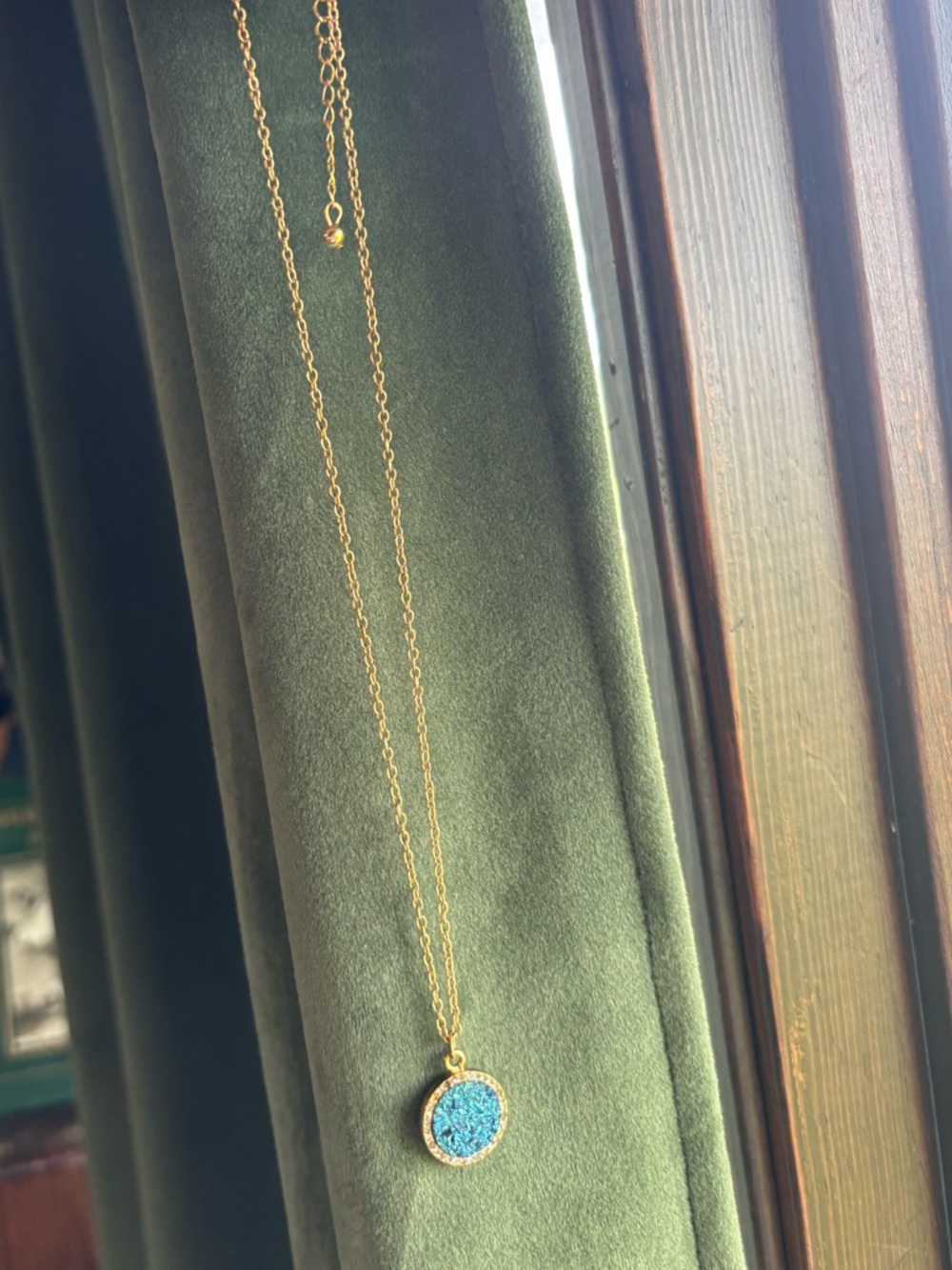 kate spade Gold-Tone Necklace with Blue Glitter Pendant